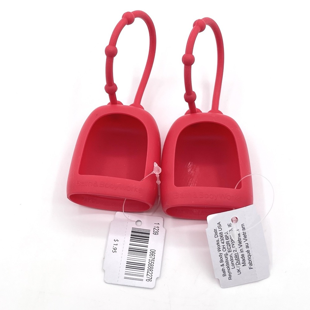 (2) Bath Body Works PocketBac Pink Holder Adjustable Silicone Basic Backpack NWT